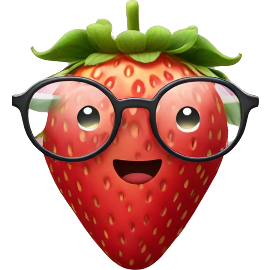 strawberry with glasses, wave with one hand emoji