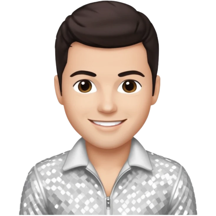 Jordan Knight from NKOTB with dark brown hair, white sequin outfit emoji
