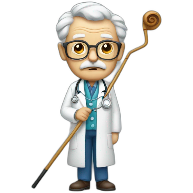 old grumpy doctor with cane emoji