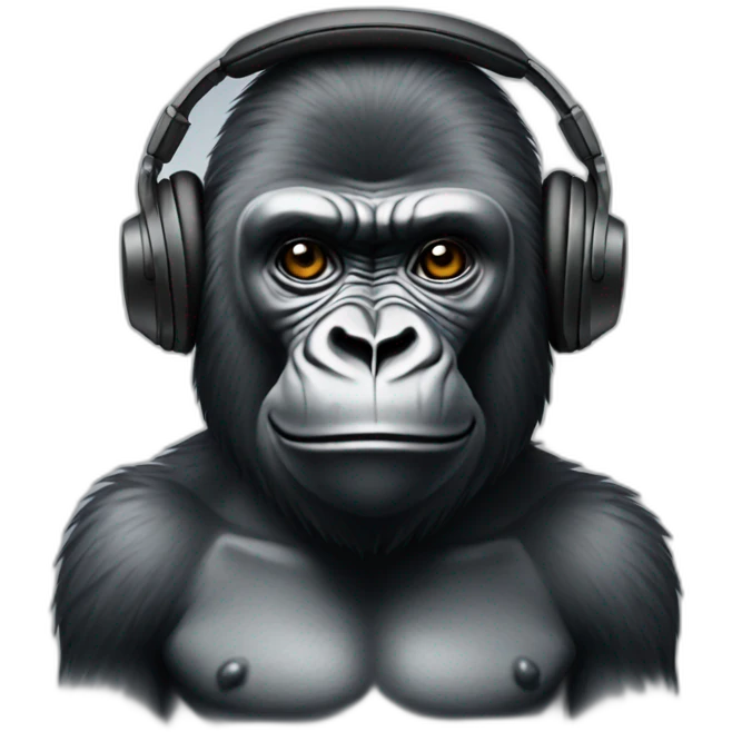 Gorilla with headphones emoji