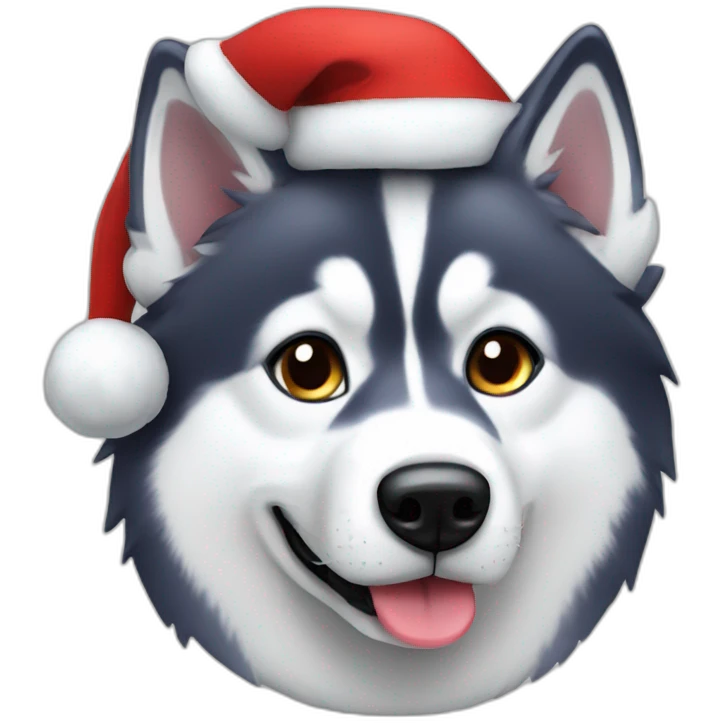 Husky with a christmas hat  emoji