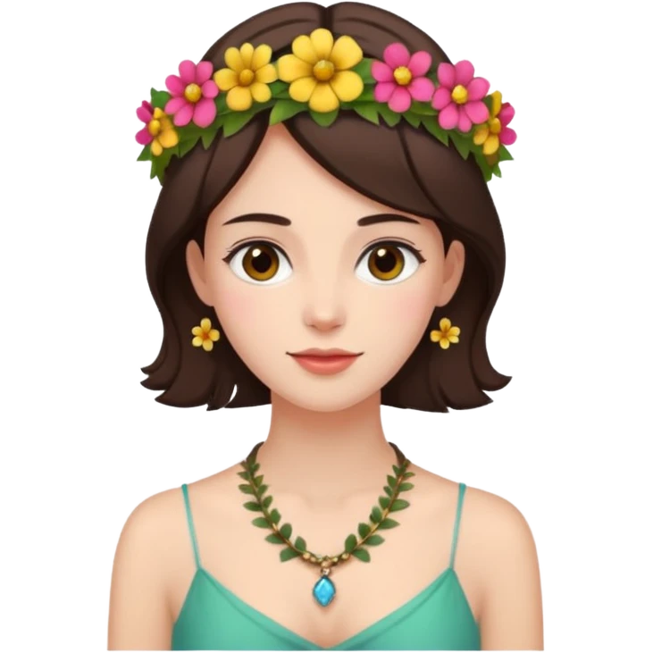 Women brunet with Flower Crown and Necklace emoji