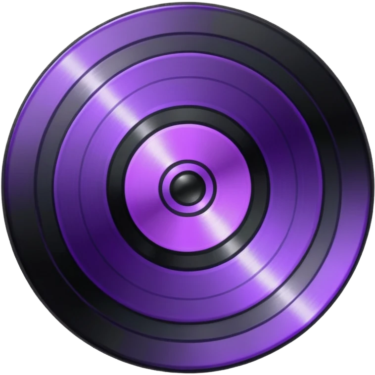 black pixelated record disc with a purple middle emoji