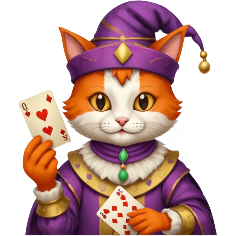court jester cat medieval, poker cards emoji