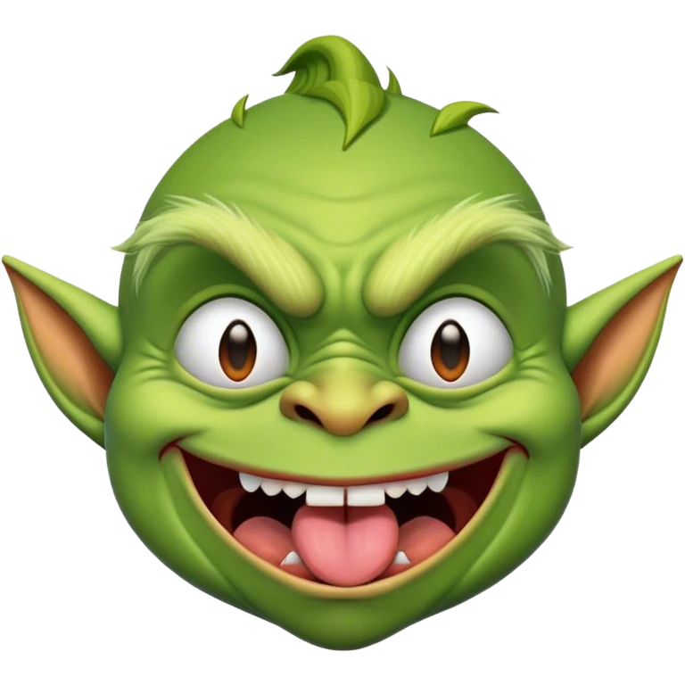 Green skinny goblin sticking his tongue out with his eyes closed emoji