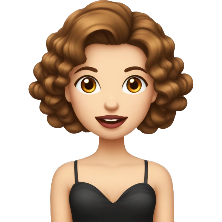 fille belle brune cheveux court ondulé grosse bouche maquillée  emoji