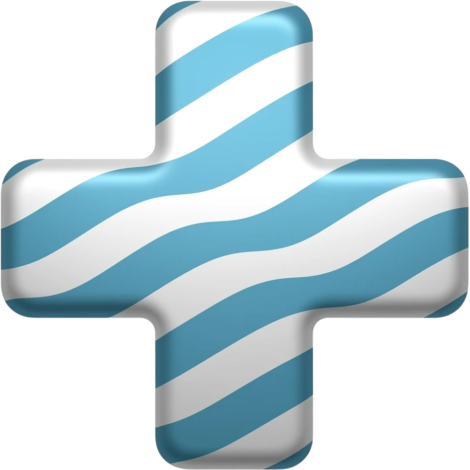 White and blue horizontal striped cross emoji