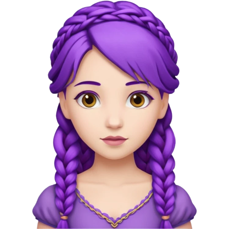 Princesses with Purple Hair with Long Purple Braid emoji