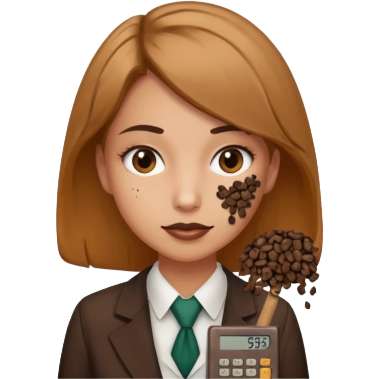 female accountant with calculator covered in animal poo emoji
