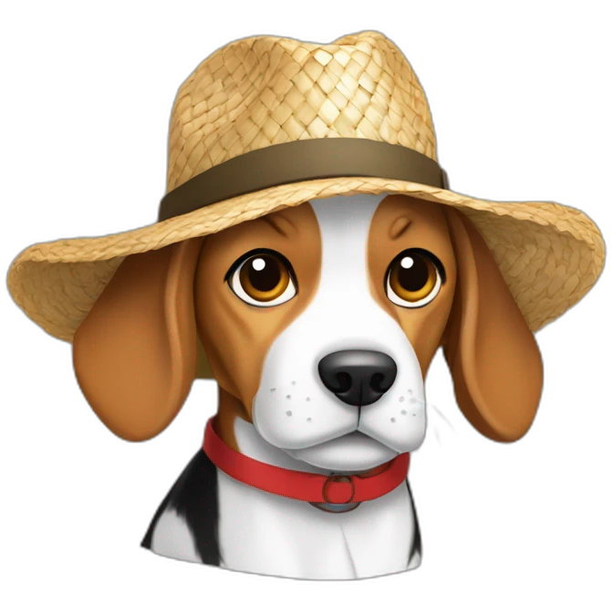 Beagle avec le chapeau de paille de Luffy emoji