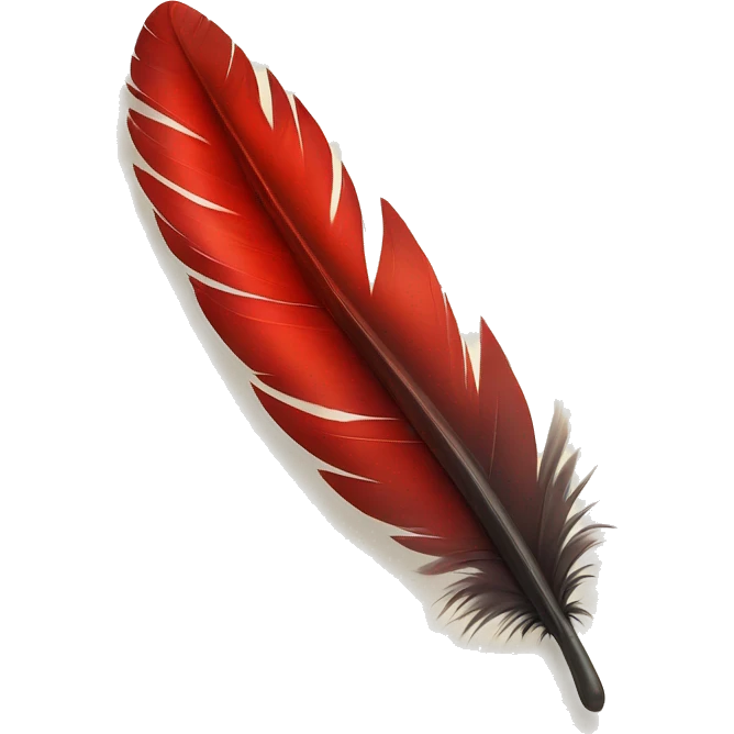 feather with red drop emoji