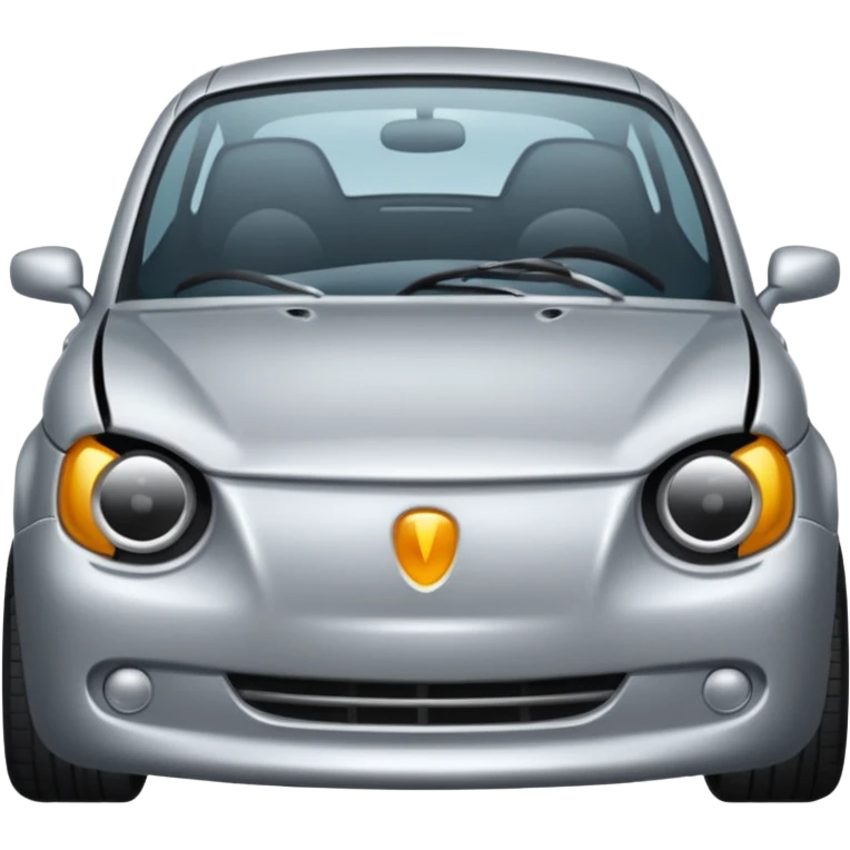 Silver car with broken bumper emoji