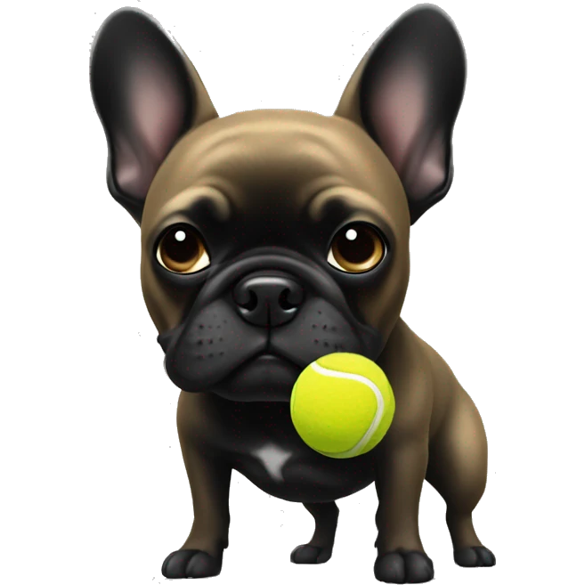 Black frenchie with tennis ball  emoji