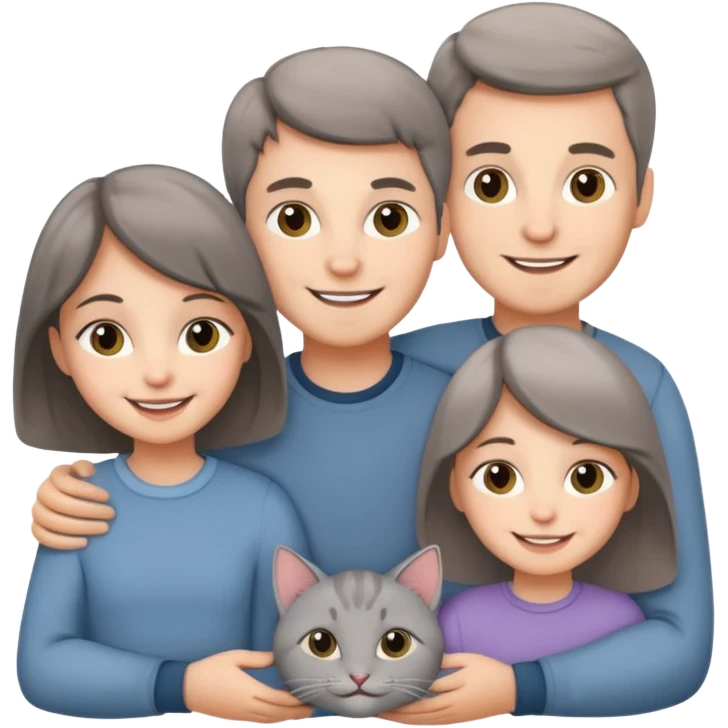 familia joven con un gato emoji