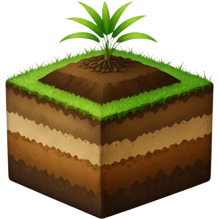 A slice of land. grass on top, dirt on the lower half. in the shape of a half-cube.  emoji