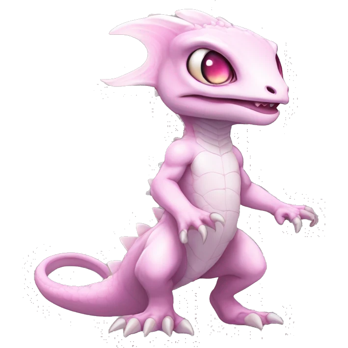 White, Chibi, White, Pink eyes, Anthro-Sona-Lizard-Alien-Fakémon, Full Body emoji