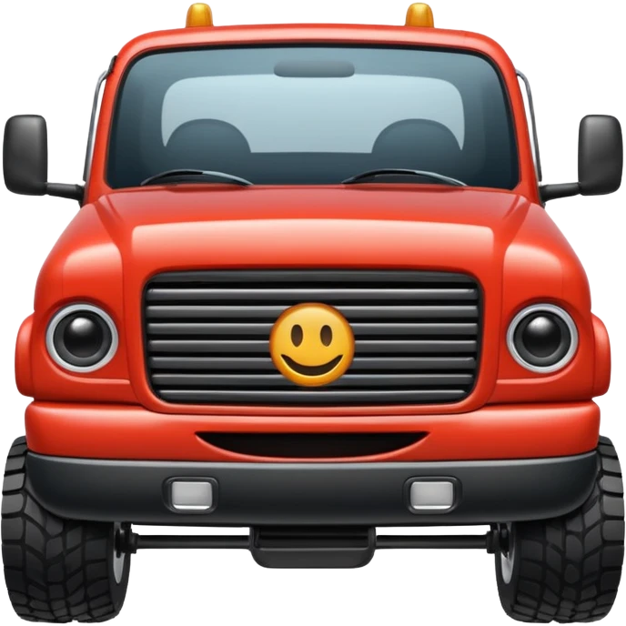 squatted truck with big wheels and smiling face on grill emoji