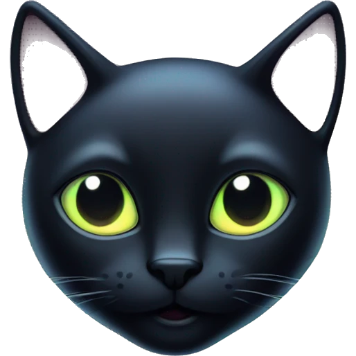 Black cat with glowing dark iridescent ears emoji