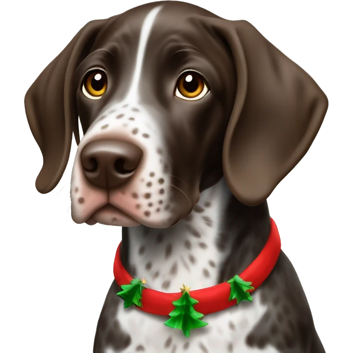 German shorthaired pointer puppy wearing Christmas  emoji