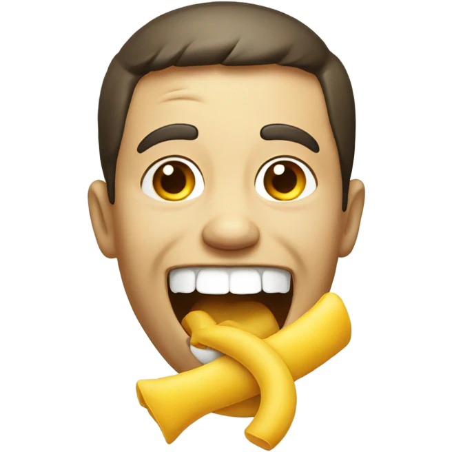 Smiling emoji with yellow bone in its mouth emoji