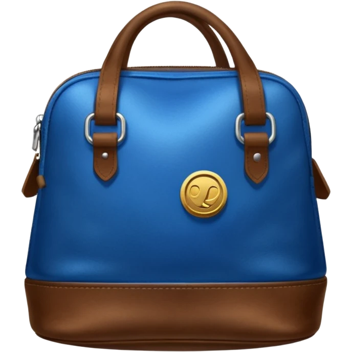 blue coins on top a brown leather bag  emoji
