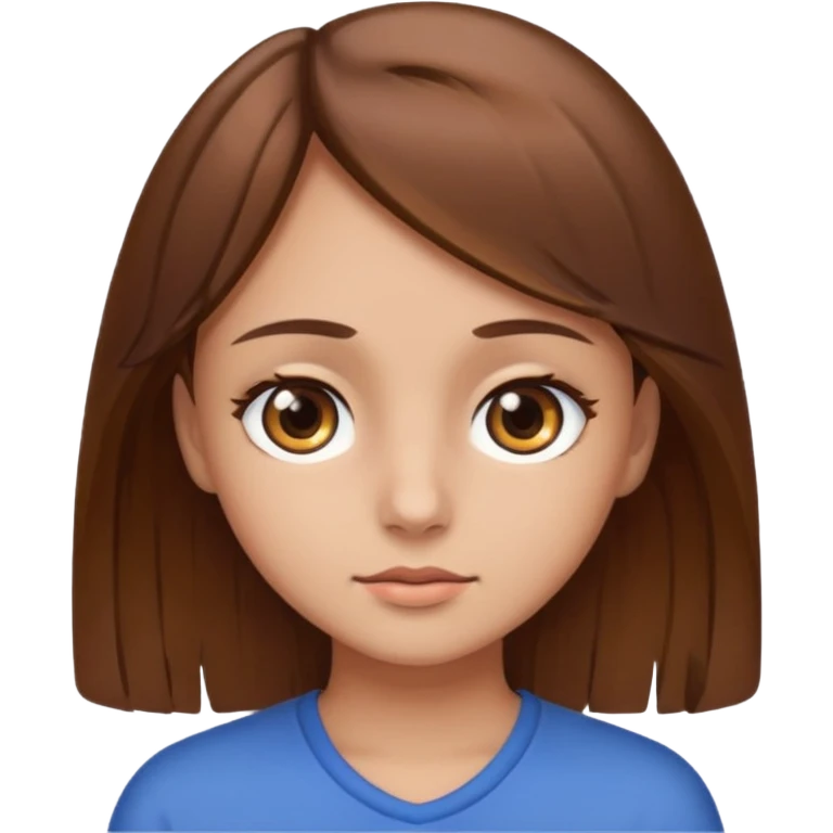 Side eying girl with brown hair and brown eyes emoji