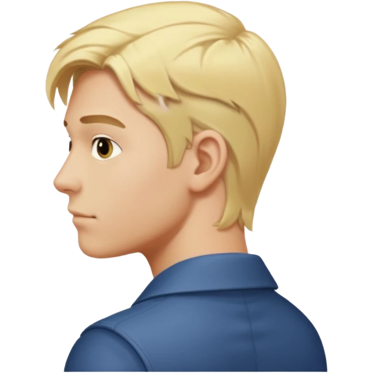 young man with blond hair turning back emoji