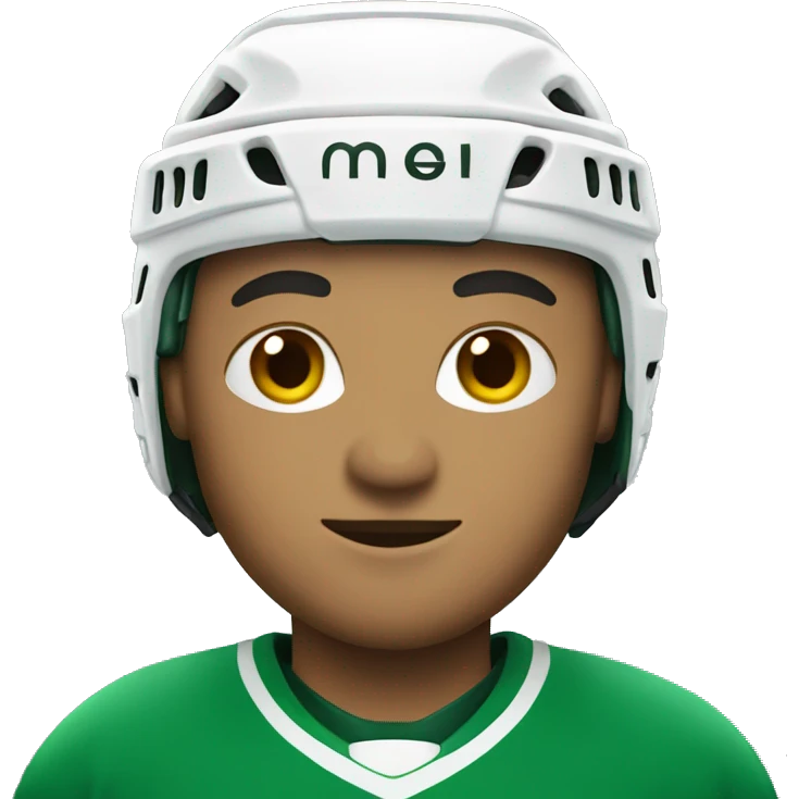hockey player with green and white shirt emoji
