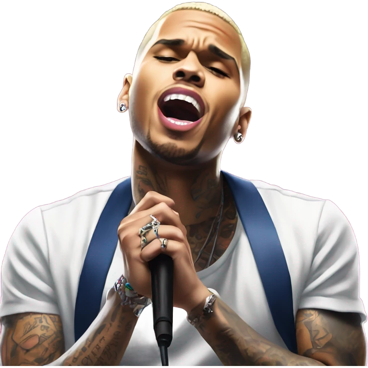 Hyper Realistic Chris Brown on stage singing  emoji