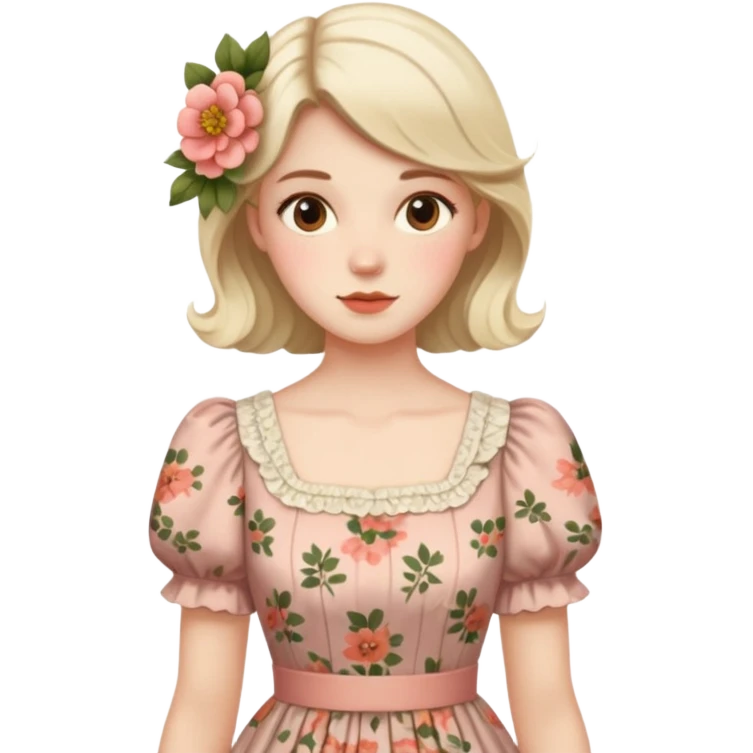 Cottagecore style realistic highly detailed with vintage material dress emoji