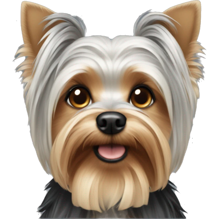 Yorkshire Terrier Dog white head grey black ears emoji