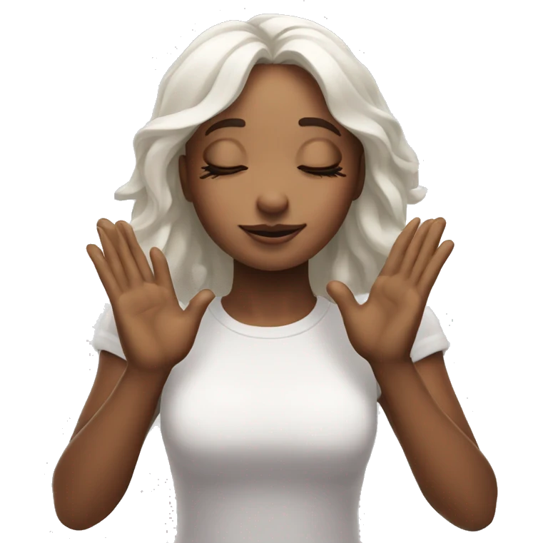 Closed eyes with hands bunny emoji