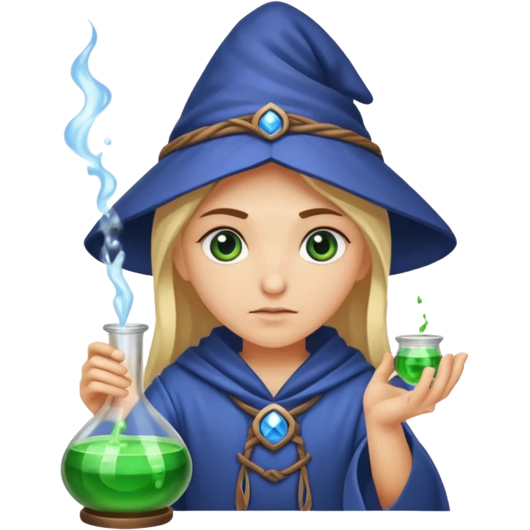 rune mage stirring potion slowly eye contact emoji