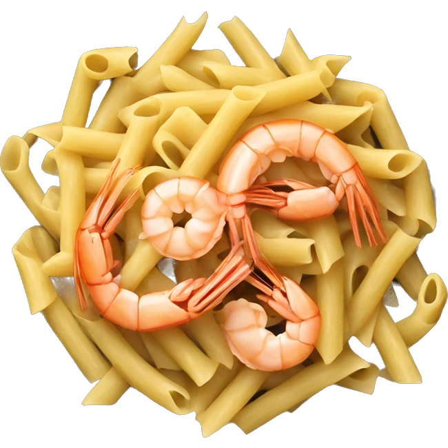Pasta with prawns on a plate  emoji