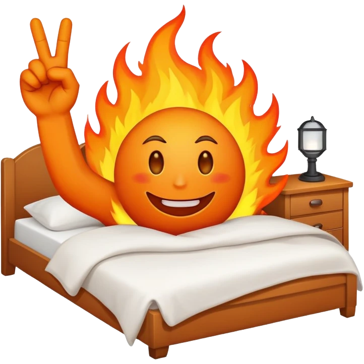 smiling face with fire coming out of bed and middle finger emoji