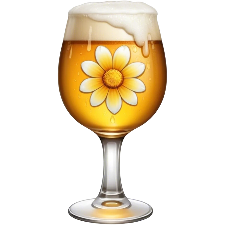 A glass of beer with a flower emoji