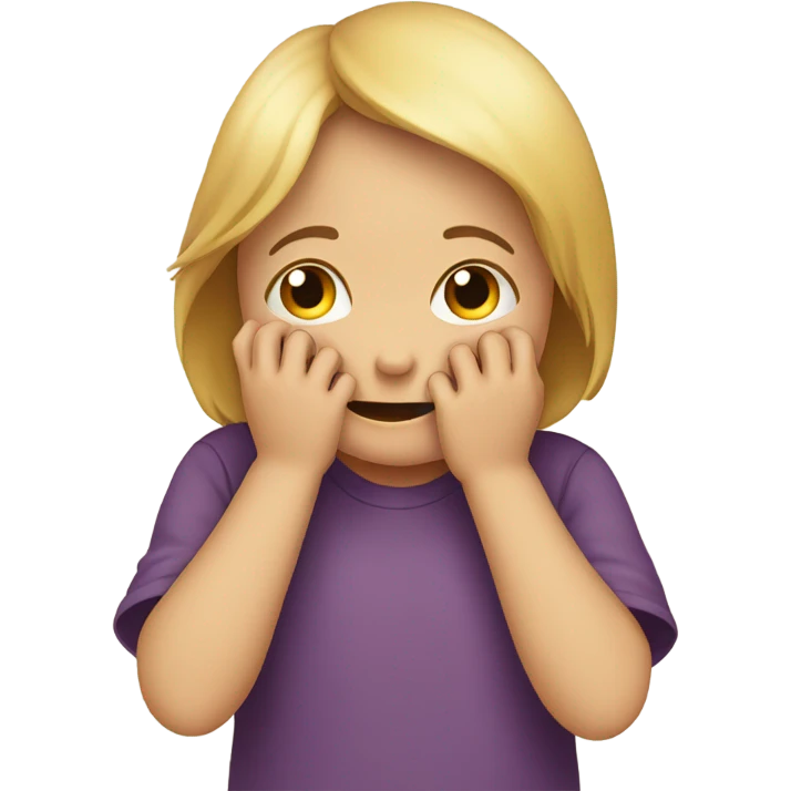 the child hides his face with his hands emoji