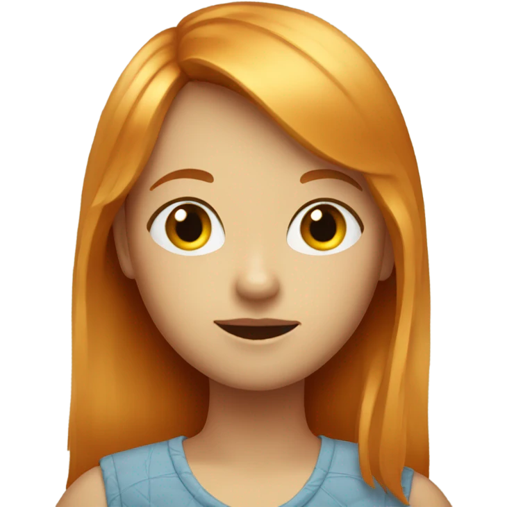 Ginger with blonde bangs girl portrait looking on emoji