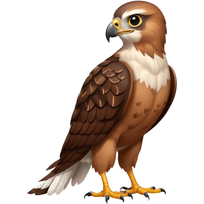 Create a single emoji of a Hawk in full body, shown at a slight side angle in a natural, characteristic pose. Cute and stylized like an emoji, but clearly recognizable.
 emoji