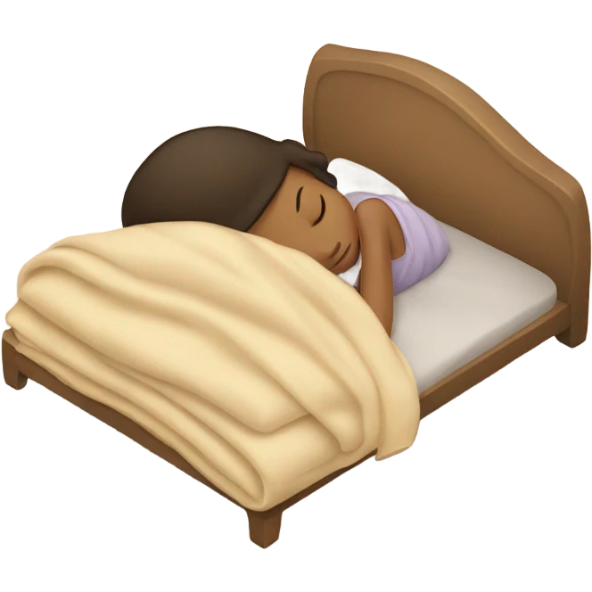 A girl sleeps under a beige blanket emoji