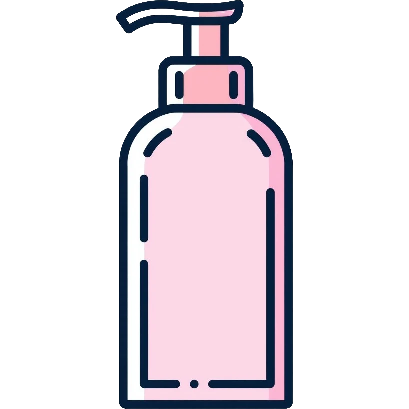 Facial cleanser pump bottle, minimalist, rounded, soft pastel colors, SOS skin care emoji