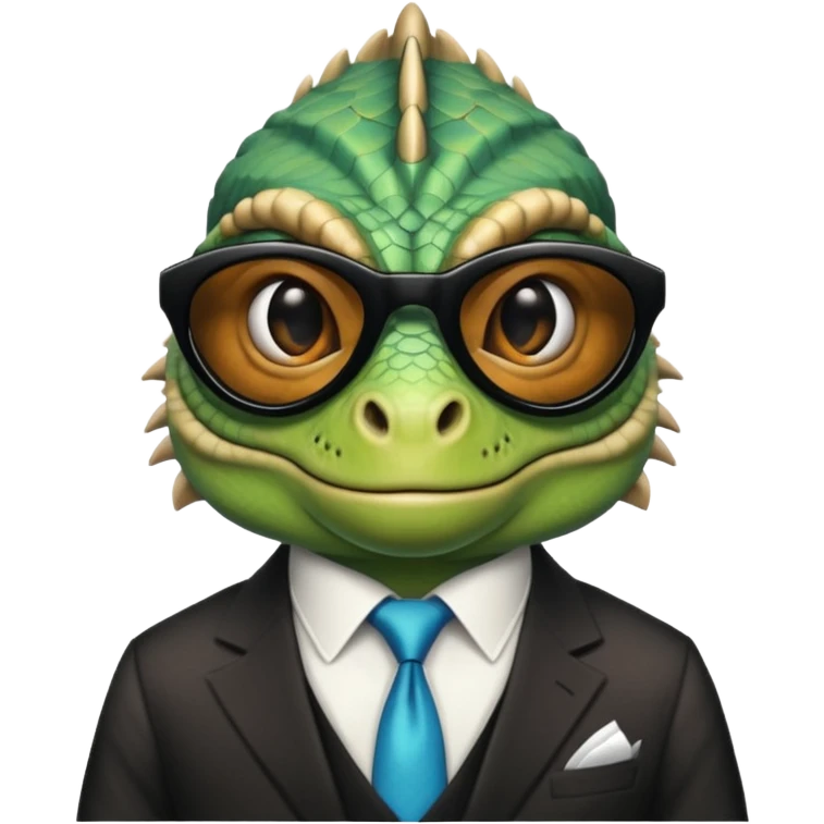 capitalist iguana banker godfather with black sunglasses breakdance scaring emoji