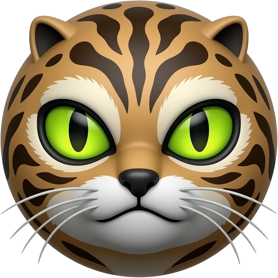 3d sphere with a cartoon creepy bedrock Ocelot skin texture with uttermost eyes emoji