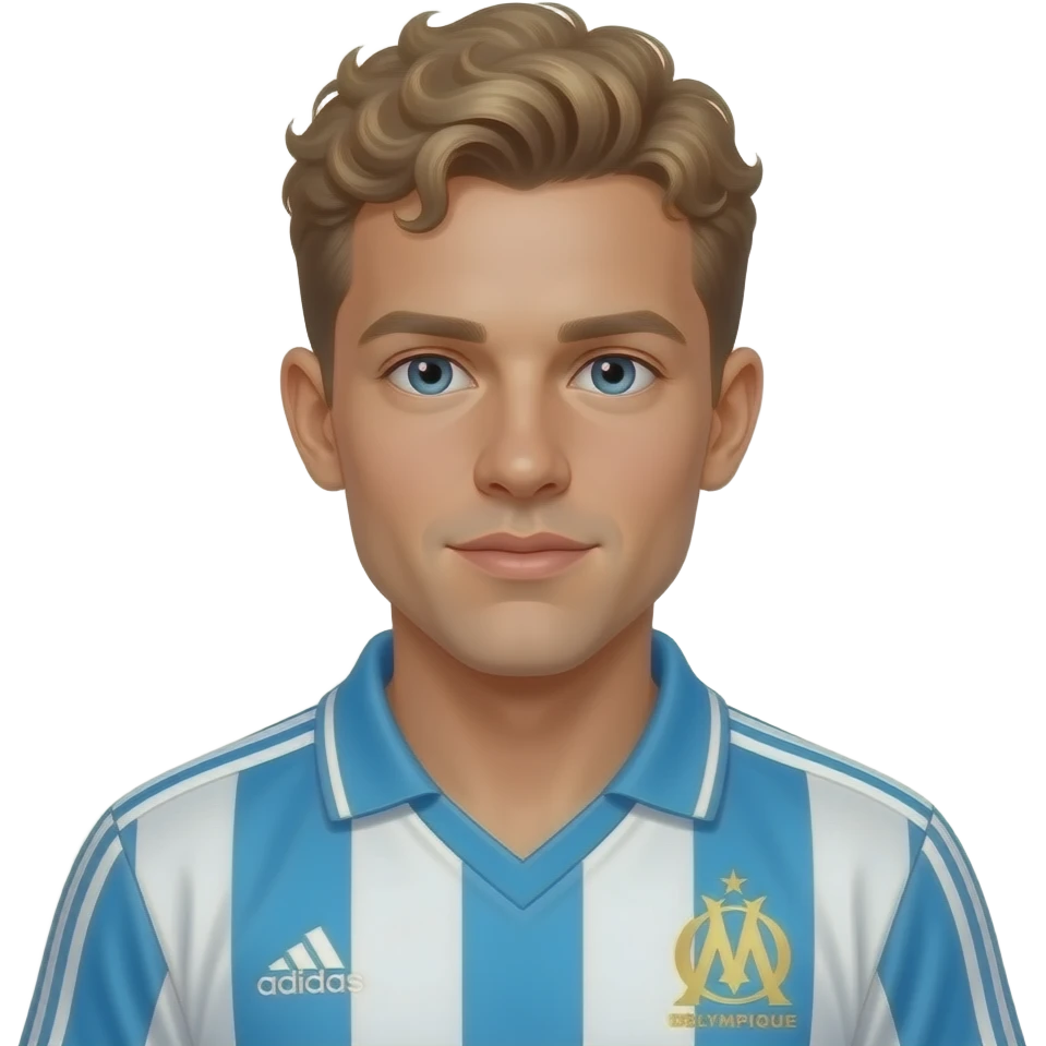 jeune Jean-Pierre Papin (cheveux courts blond frisés) en maillot adidas de l'olympique de marseille des années 1990 emoji
