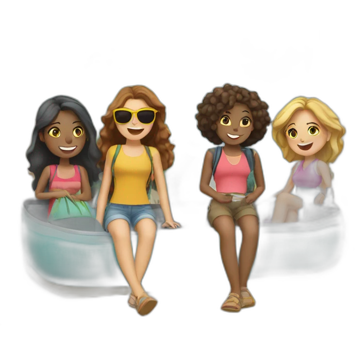 travel with friends (4 girls) emoji