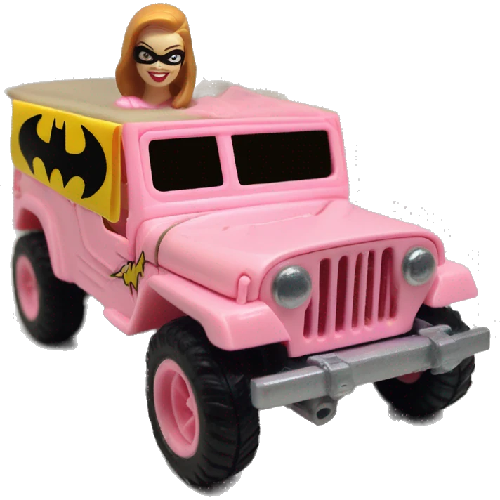 Cute Evil Batgirl 1942 Willy’s light pink army general’s jeep hot wheels real riders highly detailed  emoji