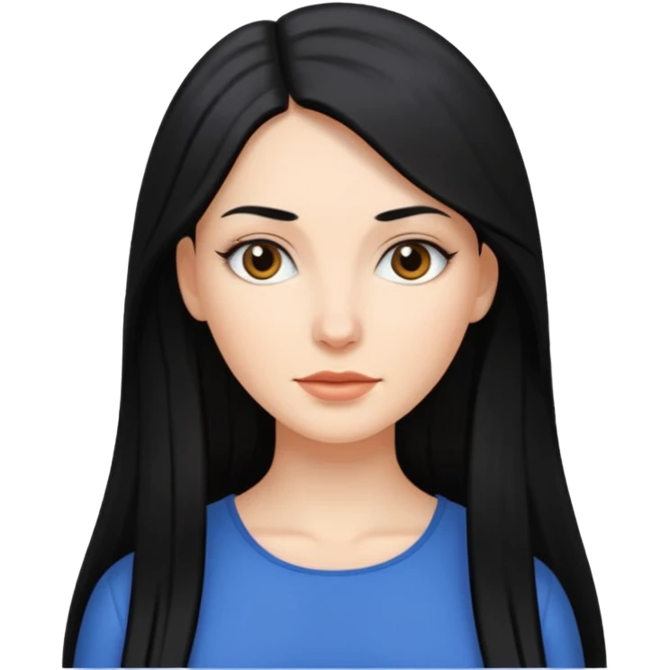 femme blanche, cheveux long, lisse et noir emoji