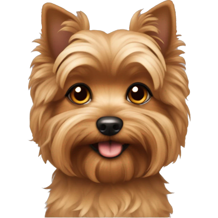 small dog with curly tan fur. longer ears. yorkie bicon mix. emoji