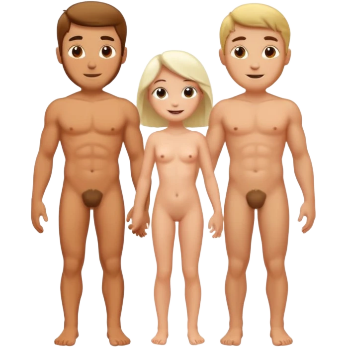 happy naked white Adam and Eve standing next to each other, without background emoji