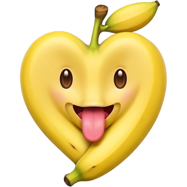 a banana in the mouth of a heart eyes emoji with its tongue out emoji